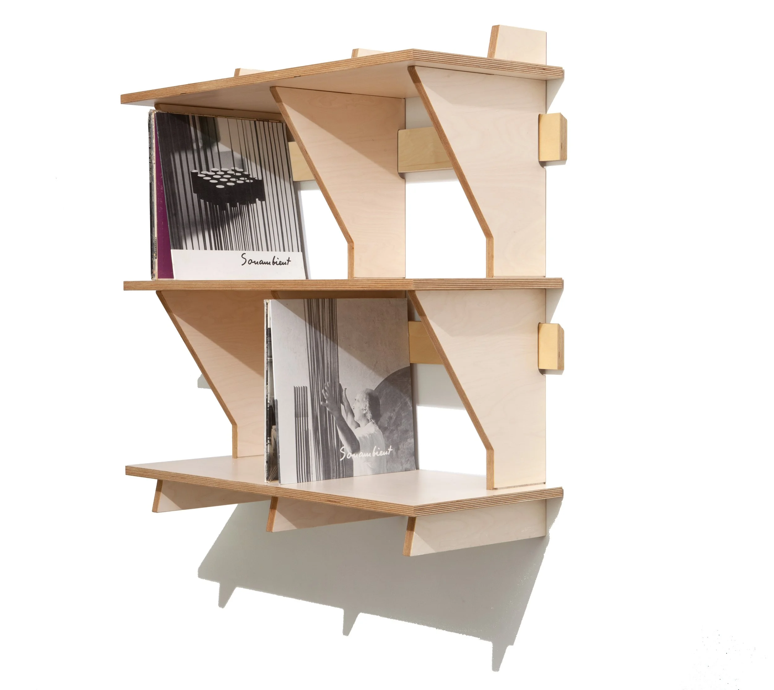 zero-waste modular plywood wall-hung record shelves - FN | Fine